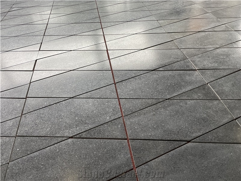 Leather Angola Black Granite Tiles For Indoor Floor