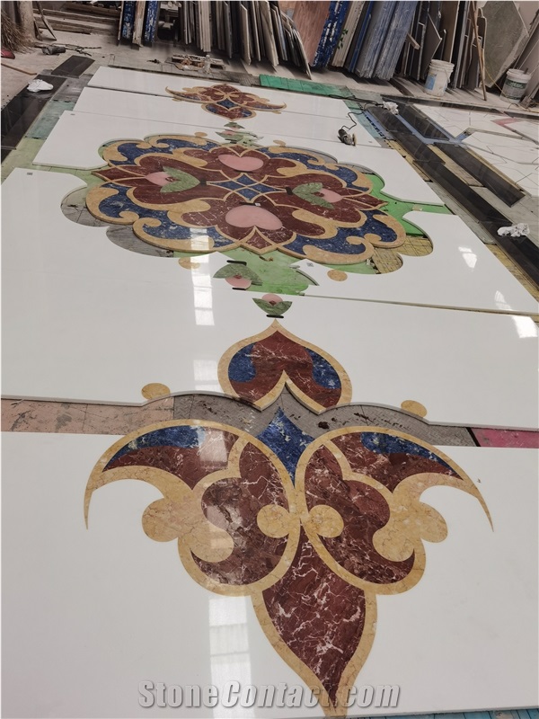 Wide Corridor Waterjet Floor Medallions For Villa