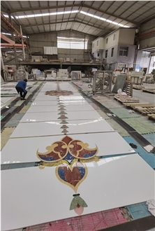 Wide Corridor Waterjet Floor Medallions For Villa