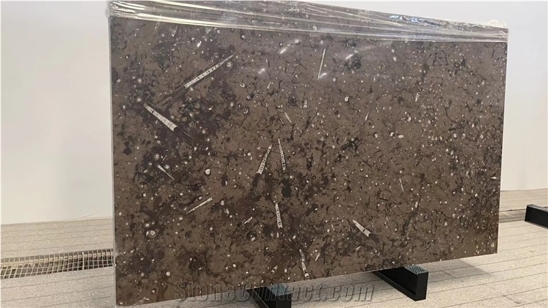 Brown Fossil Marble Stone Slabs