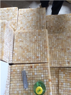China Yellow Onyx Round Shape Mosaic Tiles