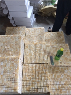 China Yellow Onyx Round Shape Mosaic Tiles