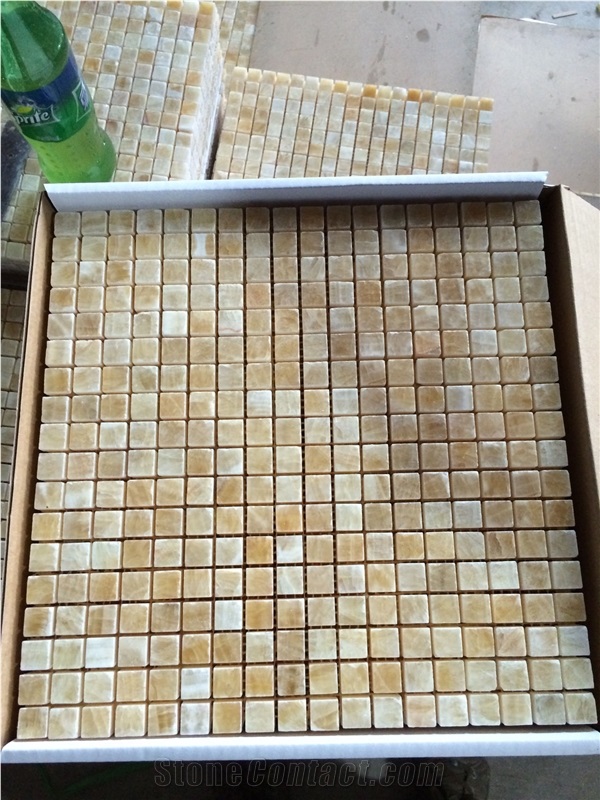 China Yellow Onyx Round Shape Mosaic Tiles