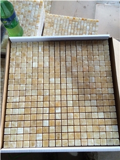 China Yellow Onyx Round Shape Mosaic Tiles
