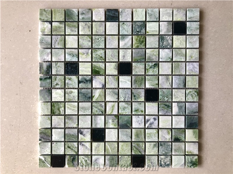 Herringbone Shape Ice Jade Green Mosaic Tiles