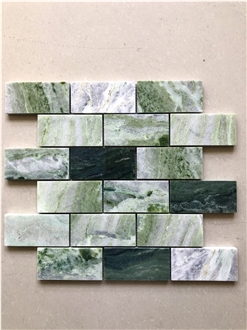 Herringbone Shape Ice Jade Green Mosaic Tiles
