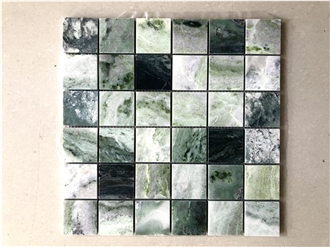 Herringbone Shape Ice Jade Green Mosaic Tiles