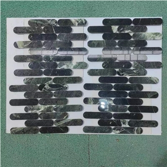 Prada Green Marble Strip Shape Mosaic Tiles Prada Green Marble Strip Shape Mosaic Tiles