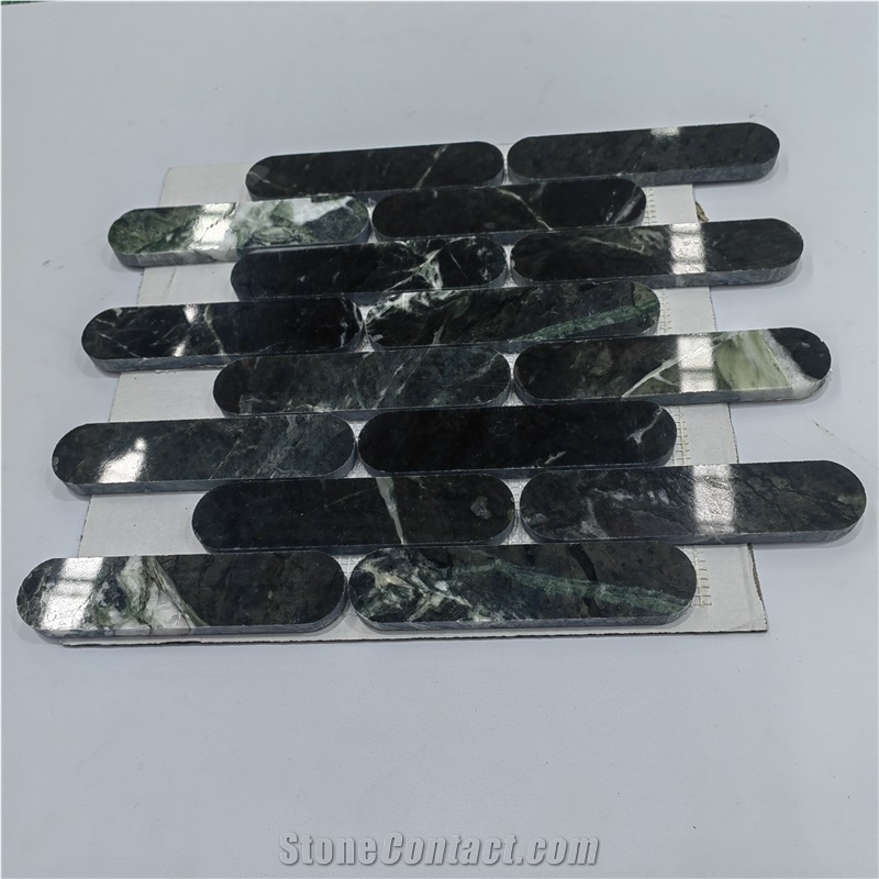 Prada Green Marble Strip Shape Mosaic Tiles