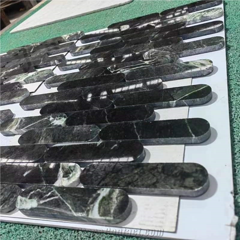 Prada Green Marble Strip Shape Mosaic Tiles