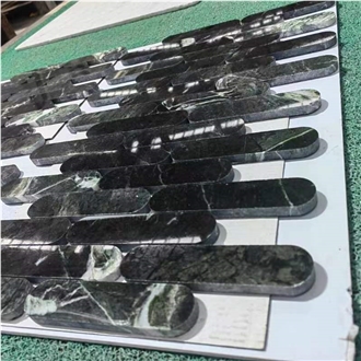 Prada Green Marble Strip Shape Mosaic Tiles