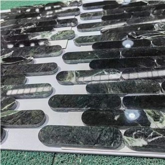 Prada Green Marble Strip Shape Mosaic Tiles