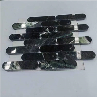 Prada Green Marble Strip Shape Mosaic Tiles