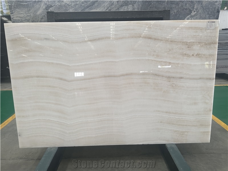 Straight Grain White Onyx Slab Stone For Floor