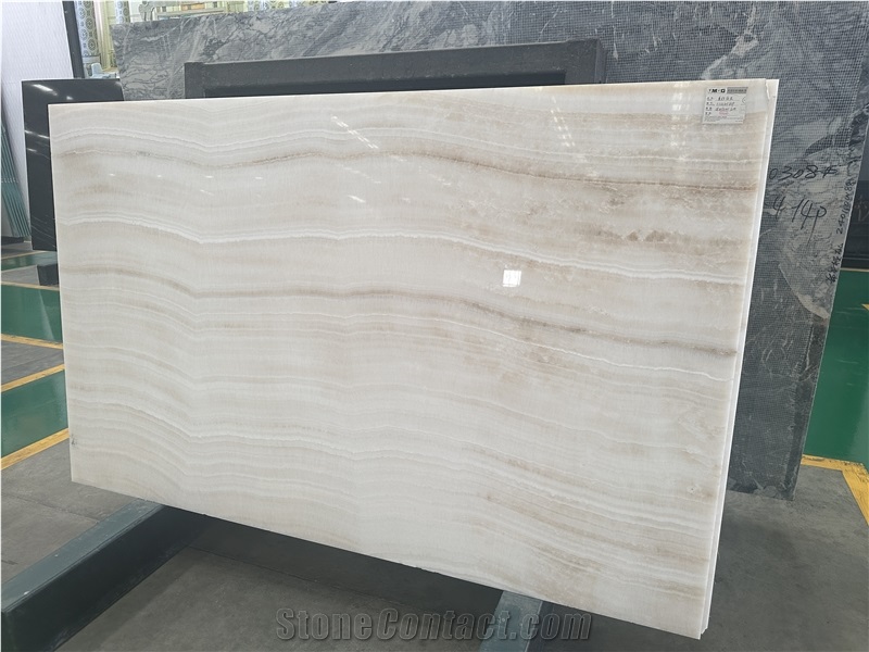 Straight Grain White Onyx Slab Stone For Floor