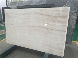 Straight Grain White Onyx Slab Stone For Floor
