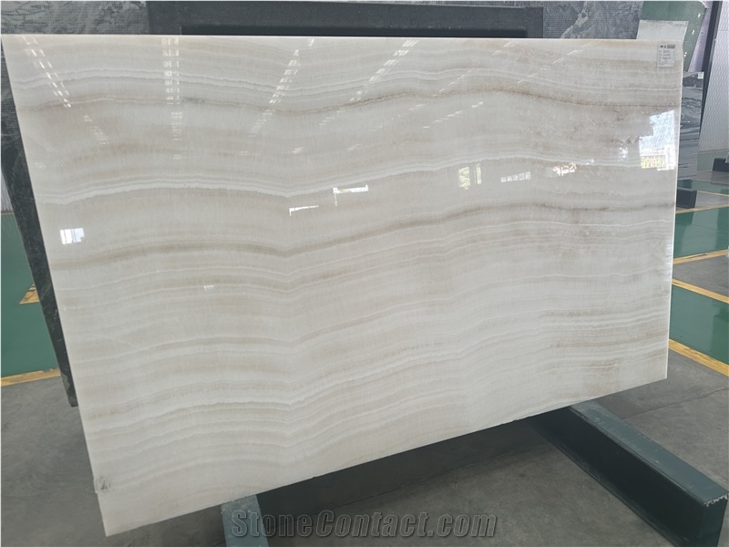 Straight Grain White Onyx Slab Stone For Floor