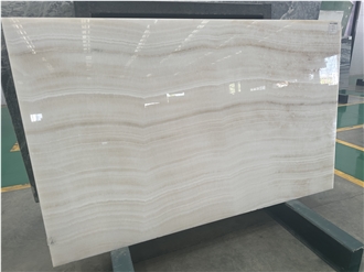 Straight Grain White Onyx Slab Stone For Floor