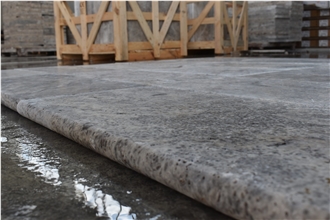 Silver Premium Travertine 12X24" Bulnose Pool Copings