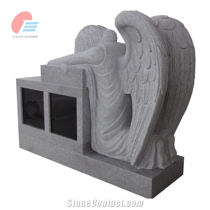 Georgia Grey G633 Granite Kneeling Angel 2 Niche Columbarium