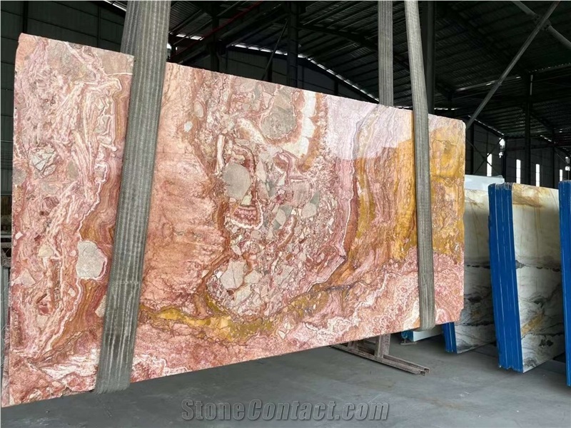 Arabescato Orobico Rosso Marble Slabs