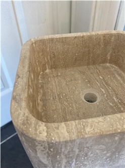 Travertine Pedestal Basin