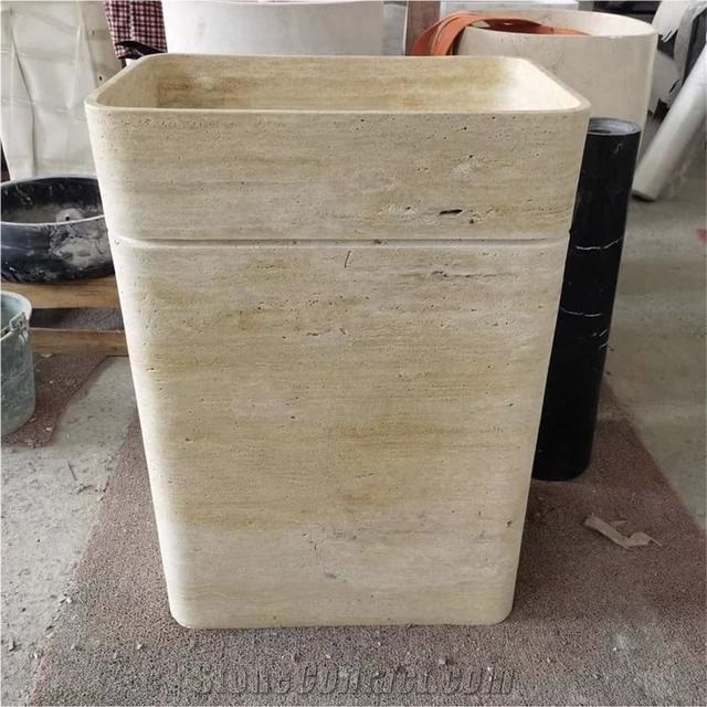 Travertine Pedestal Basin