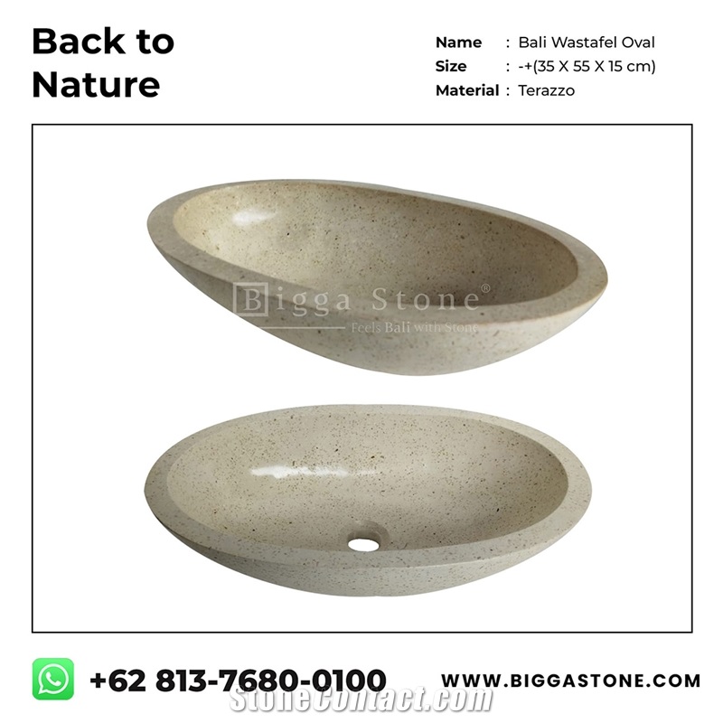 White Terrazzo Oval Wash Basin