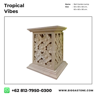 Bali Square Garden Sandstone Lantern