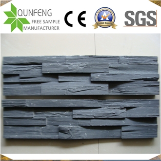 China Rough Surface Cut Black Slate Wall Cladding Panels