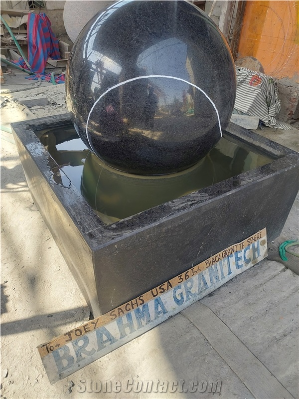 Green Marble Floating Ball Fountain, Rolling Sphere, Granite Kugel