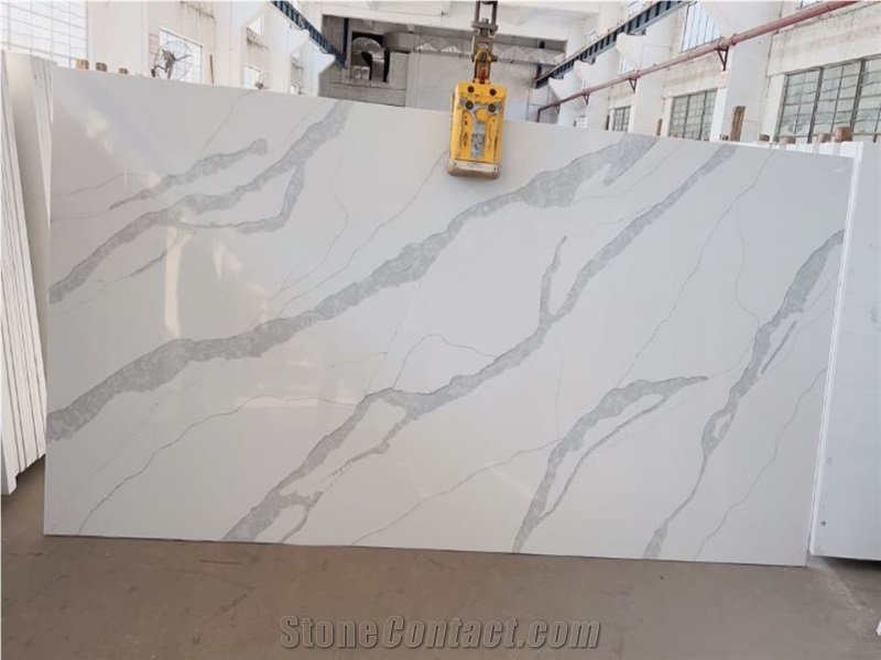 Calacatta White Quartz Slabs For Flooring Wall Cladding