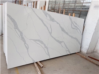 Calacatta White Quartz Slabs For Flooring Wall Cladding