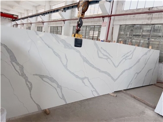 Calacatta White Quartz Slabs For Flooring Wall Cladding