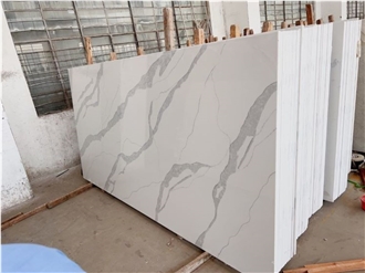 Calacatta White Quartz Slabs For Flooring Wall Cladding
