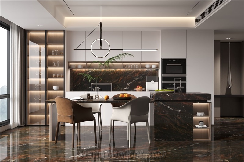 Brown Quartzite Capolavoro  Slab Wall Tiles