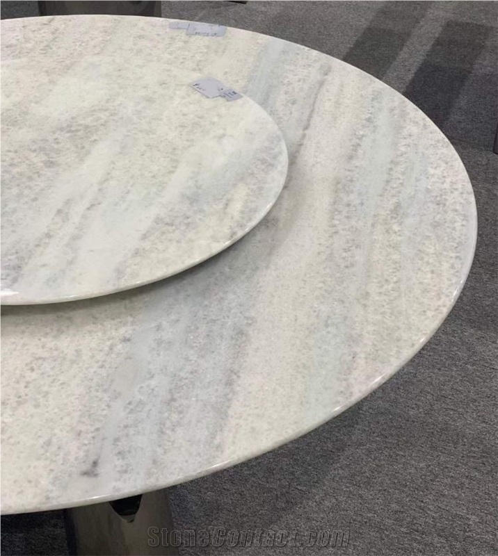 Crystal Blue Marble Round Coffee Table With Metal Base