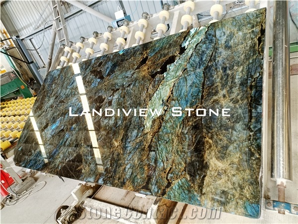 Labradorite Blue Granite Slabs, Lemurian Blue Granite Slabs