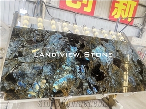 Labradorite Blue Granite Slabs, Lemurian Blue Granite Slabs