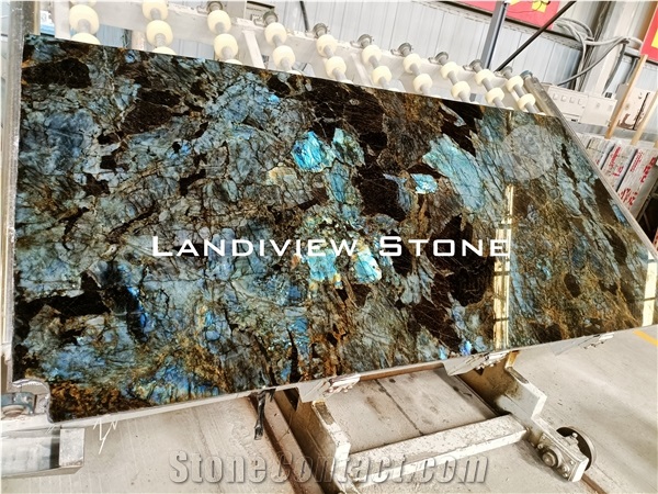 Labradorite Blue Granite Slabs, Lemurian Blue Granite Slabs
