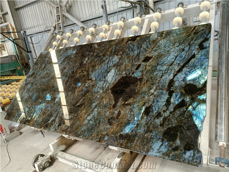 Labradorite Blue Granite Slabs, Lemurian Blue Granite Slabs