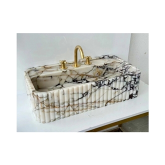 Ribbed Calacatta Viola Solid Marble Sink