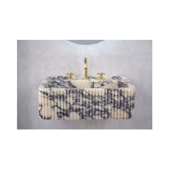 Ribbed Calacatta Viola Solid Marble Sink