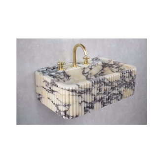 Ribbed Calacatta Viola Solid Marble Sink