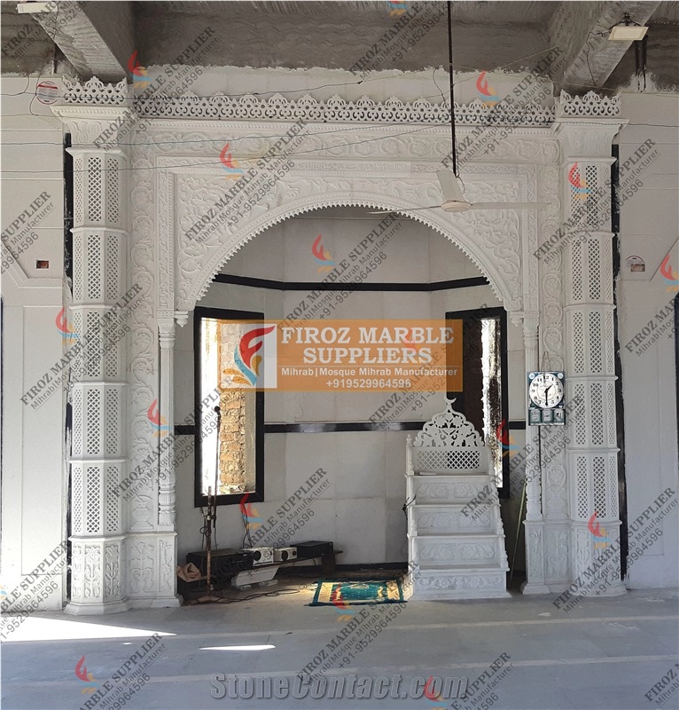 White Marble Mosque Mihrab Design  Masonry