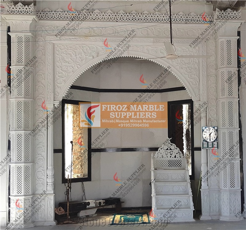 White Marble Mosque Mihrab Design  Masonry