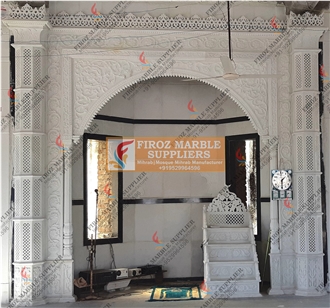 White Marble Mosque Mihrab Design  Masonry