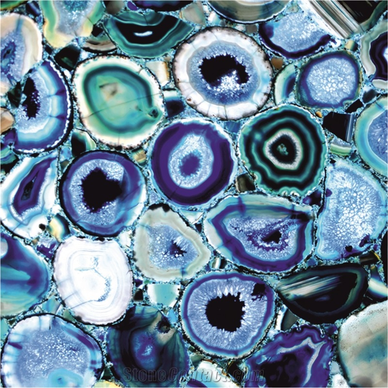 Blue Agate Semiprecious Stone Slabs