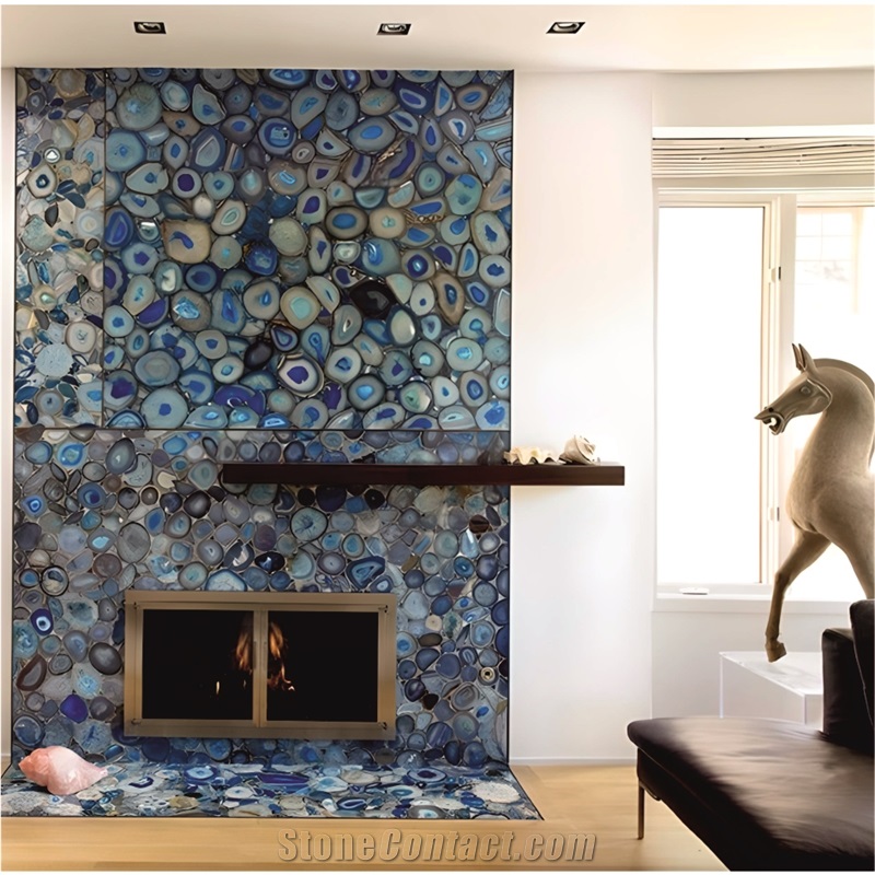 Blue Agate Semiprecious Stone Slabs