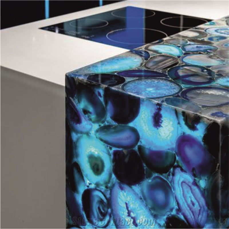 Blue Agate Semiprecious Stone Slabs